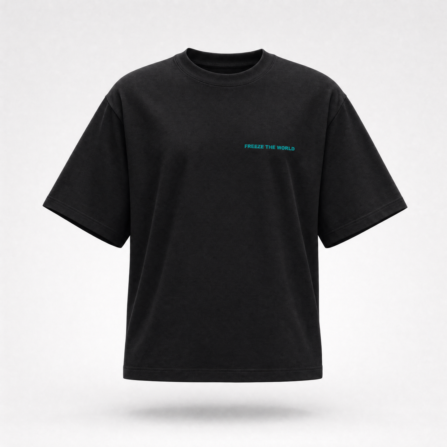 SHABANG 'Freeze The World' Tee — Ice Blue Oversized Graphic T-Shirt