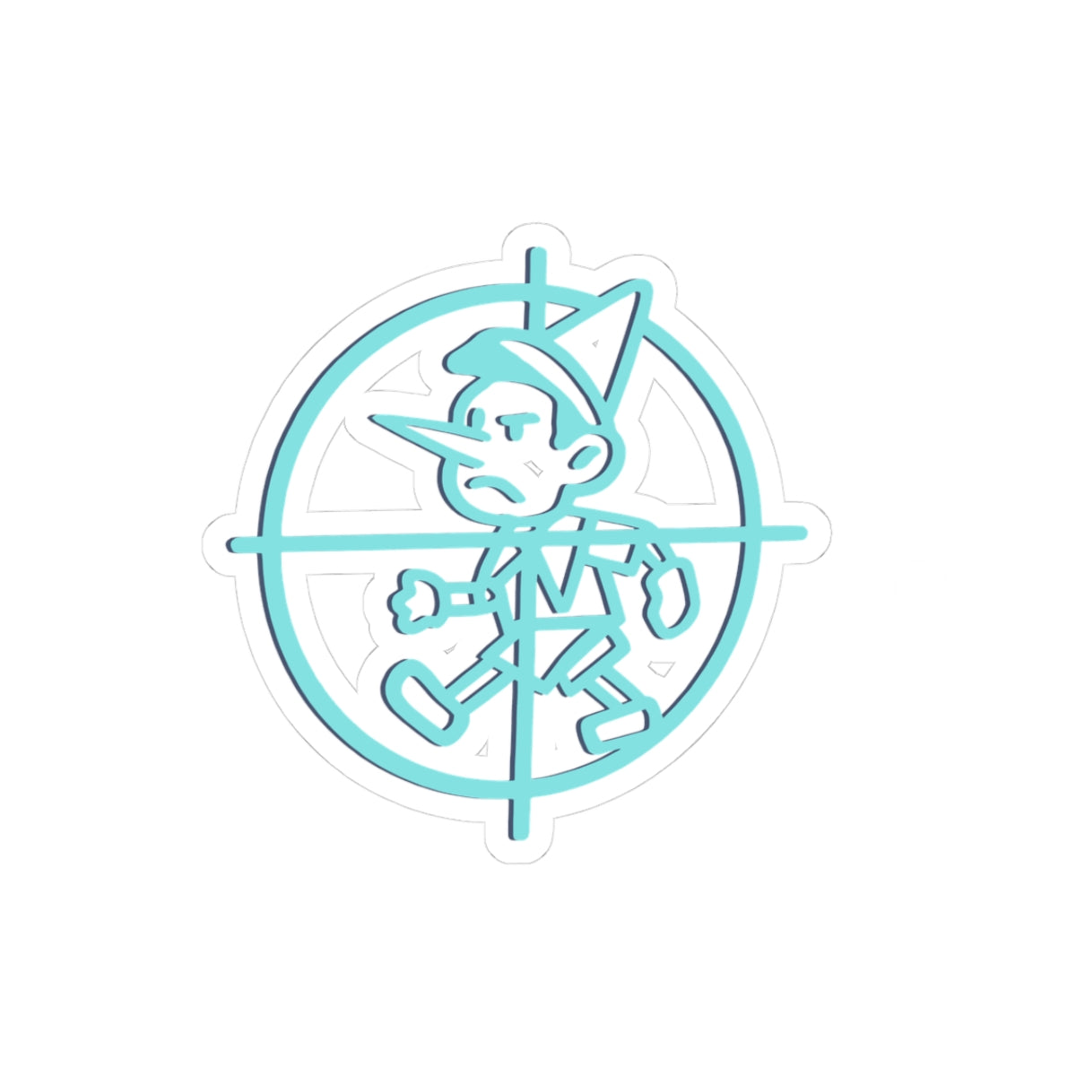SHABANG Pinocchio Crosshair Sticker — Ice Blue Retro Cartoon Sticker