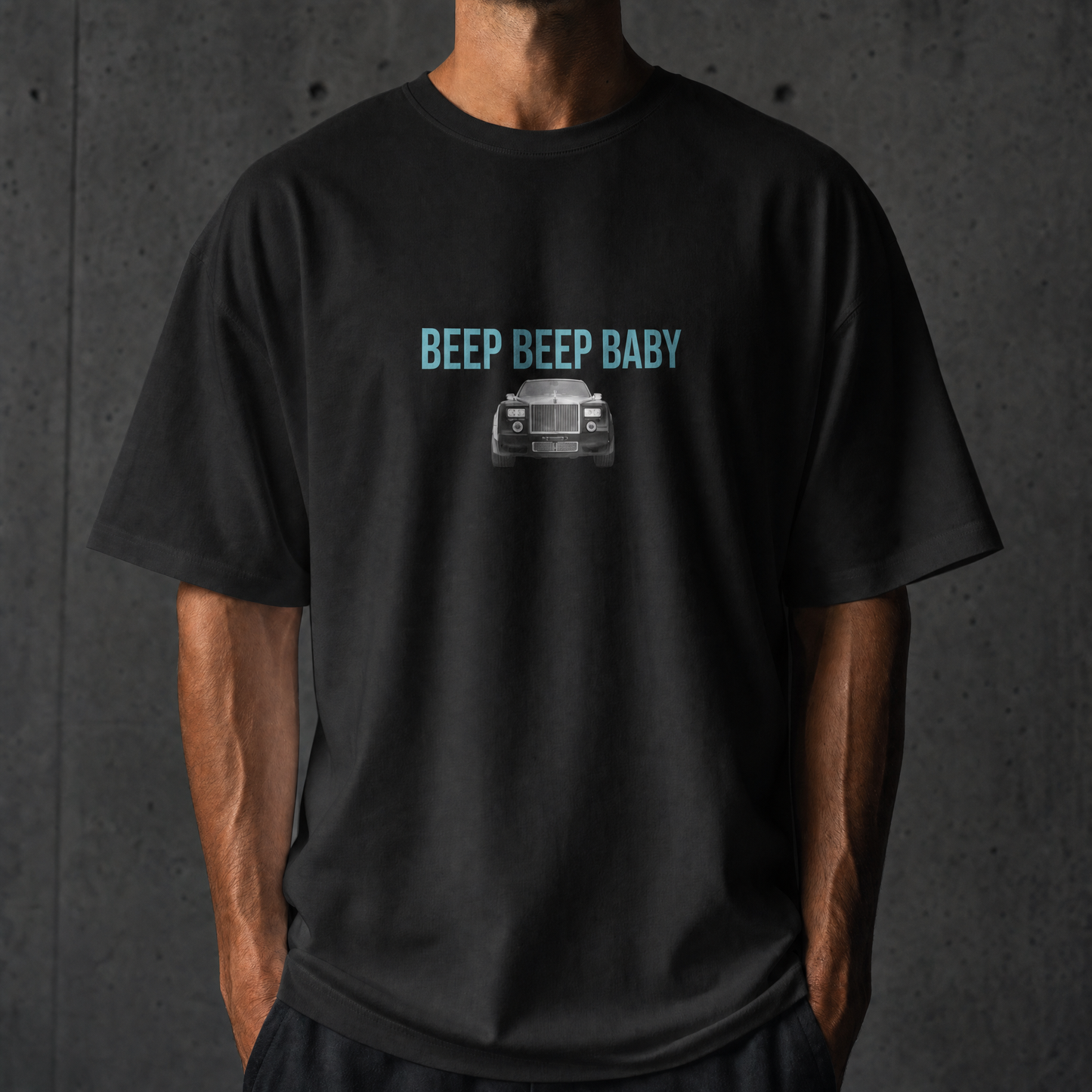 ‘Beep Beep Baby’ Tee - Ice Blue Relaxed Fit Graphic T-Shirt