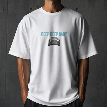‘Beep Beep Baby’ Tee - Ice Blue Relaxed Fit Graphic T-Shirt