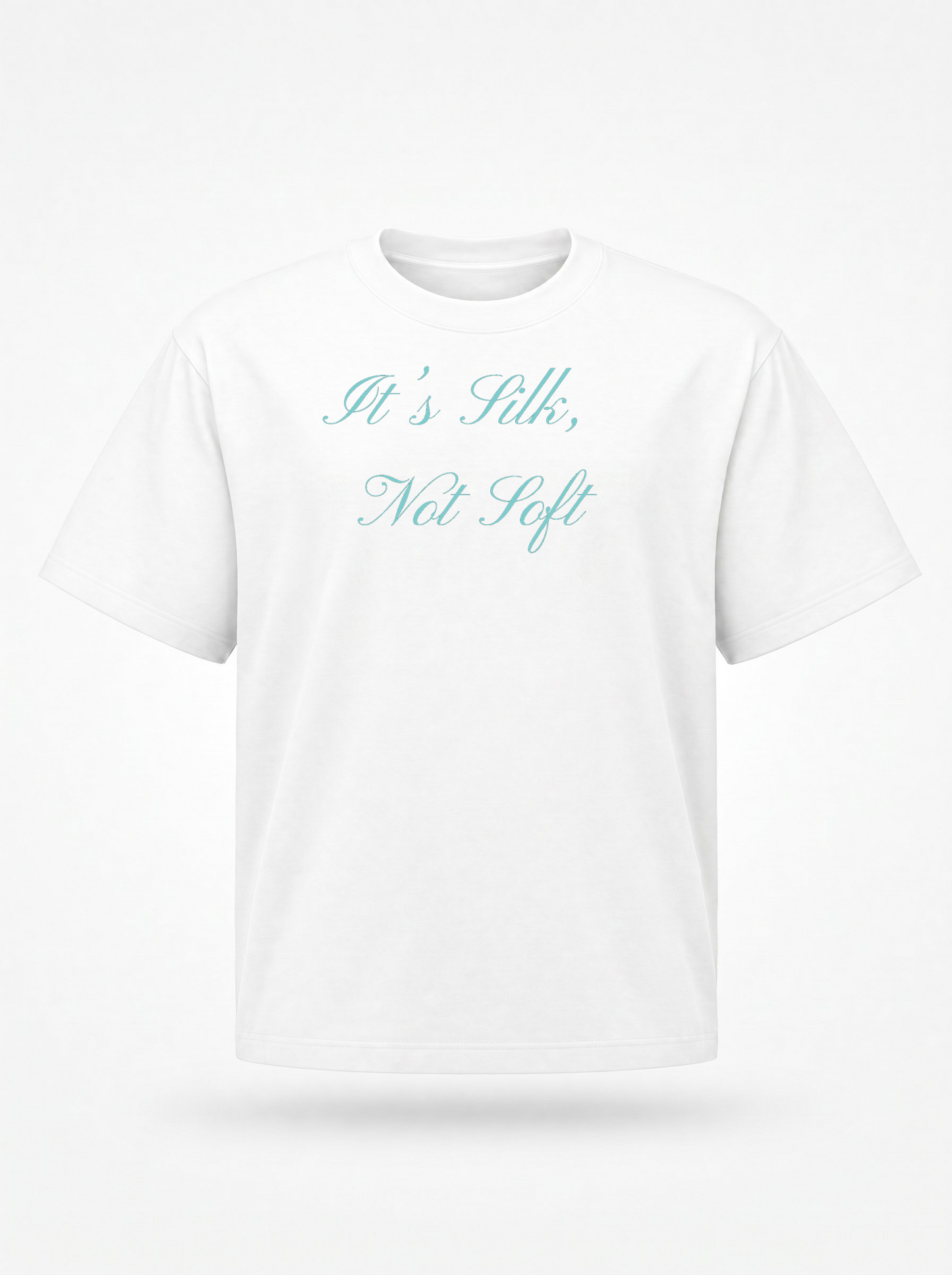 ‘It’s Silk, Not Soft’ Tee - Ice Blue Relaxed Fit Graphic T-Shirt