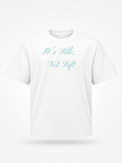 ‘It’s Silk, Not Soft’ Tee - Ice Blue Relaxed Fit Graphic T-Shirt