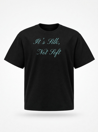 ‘It’s Silk, Not Soft’ Tee - Ice Blue Relaxed Fit Graphic T-Shirt