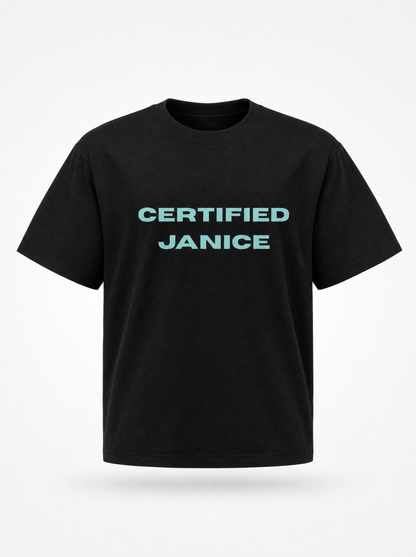 ‘Certified Janice’ Tee - Ice Blue Relaxed Fit Graphic T-Shirt