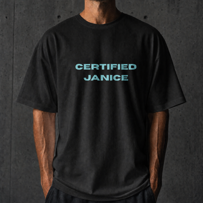 ‘Certified Janice’ Tee - Ice Blue Relaxed Fit Graphic T-Shirt