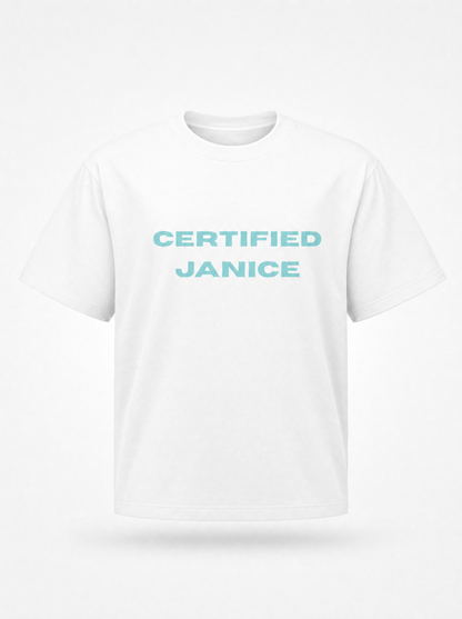 ‘Certified Janice’ Tee - Ice Blue Relaxed Fit Graphic T-Shirt
