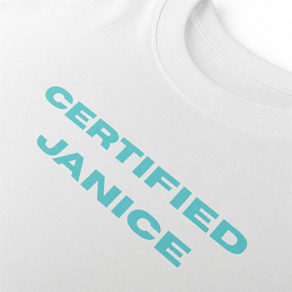 ‘Certified Janice’ Tee - Ice Blue Relaxed Fit Graphic T-Shirt
