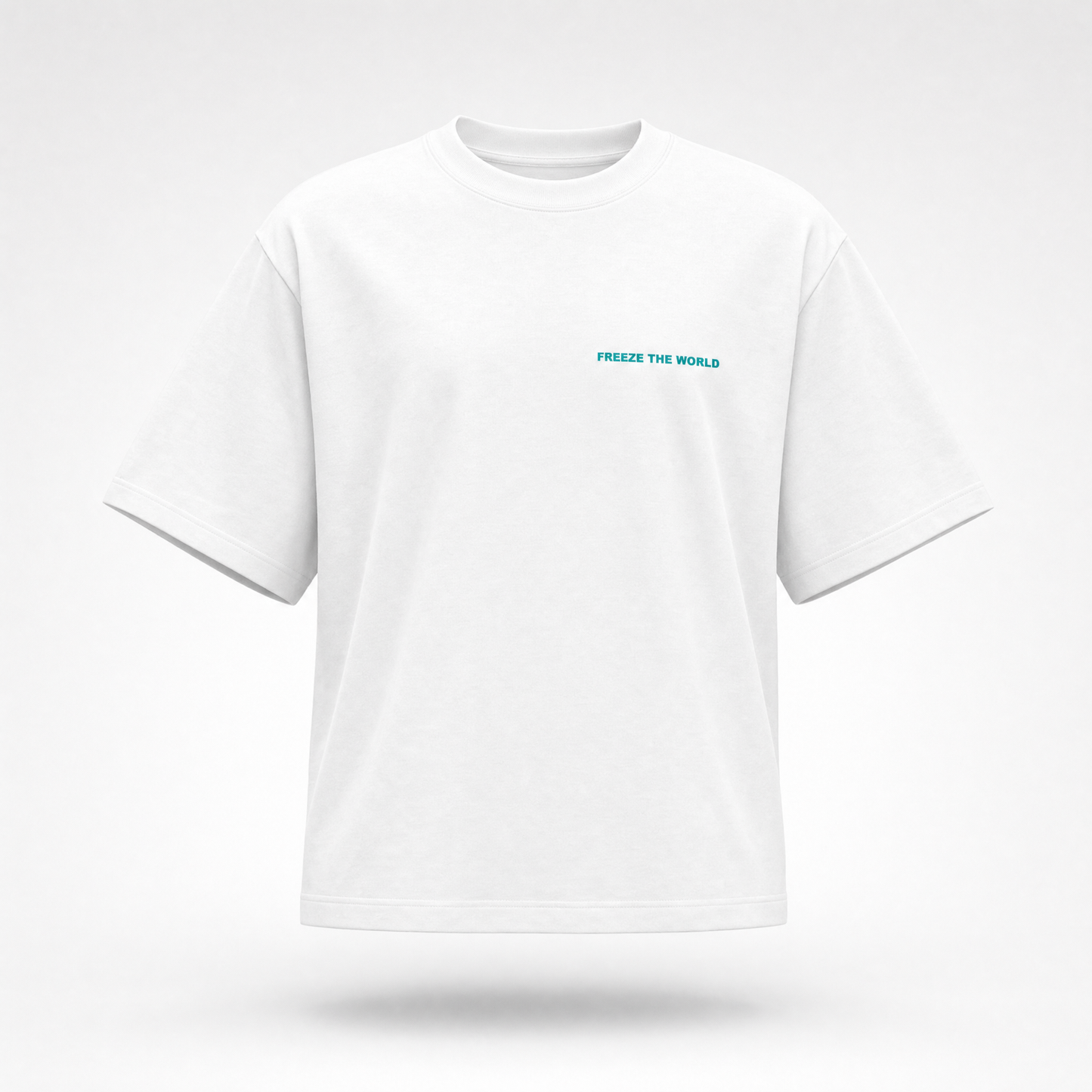 SHABANG 'Freeze The World' Tee — Ice Blue Oversized Graphic T-Shirt