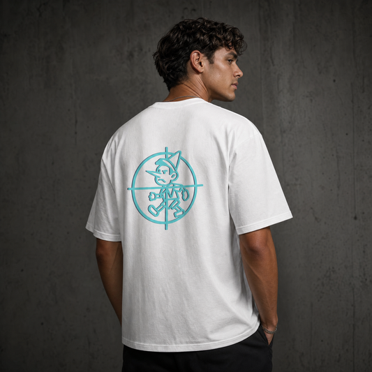 SHABANG 'Freeze The World' Tee — Ice Blue Oversized Graphic T-Shirt